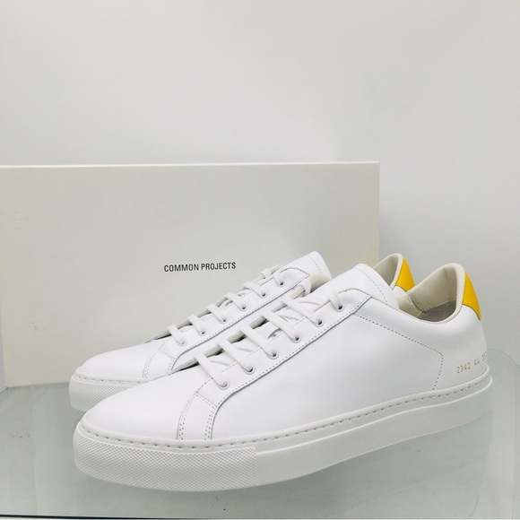 Common Projects Retro Low- White/ Yellow Leather- Men’s Sneakers US 11 M - Picture 1 of 15